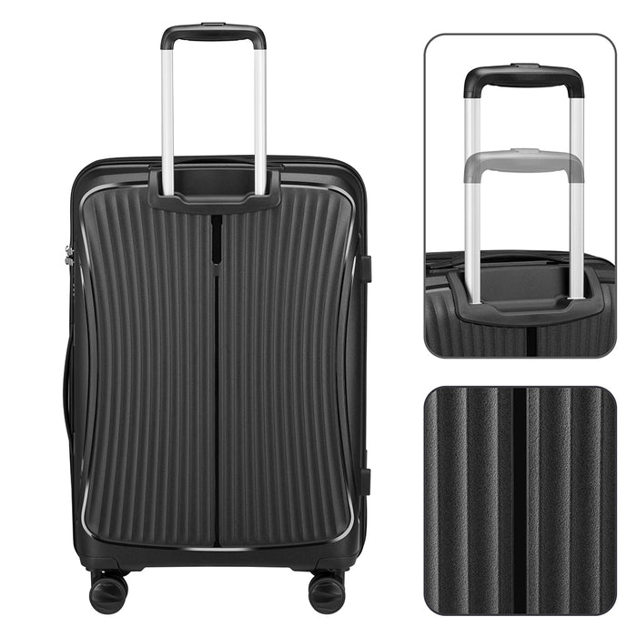 Set 3 Valigie in ABS Rigide Nero 90-59-38L Ruote Easy Roll e Manico Telescopico