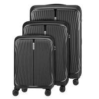 Set 3 Valigie in ABS Rigide Nero 90-59-38L Ruote Easy Roll e Manico Telescopico