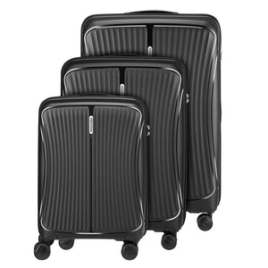 Set 3 Valigie in ABS Rigide Nero 90-59-38L Ruote Easy Roll e Manico Telescopico