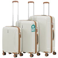 Set 3 Valigie in ABS Rigide Bianco 90-59-38L Ruote Easy Roll Manico Telescopico