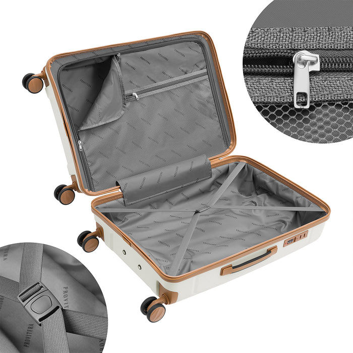 Set 3 Valigie in ABS Rigide Bianco 90-59-38L Ruote Easy Roll Manico Telescopico