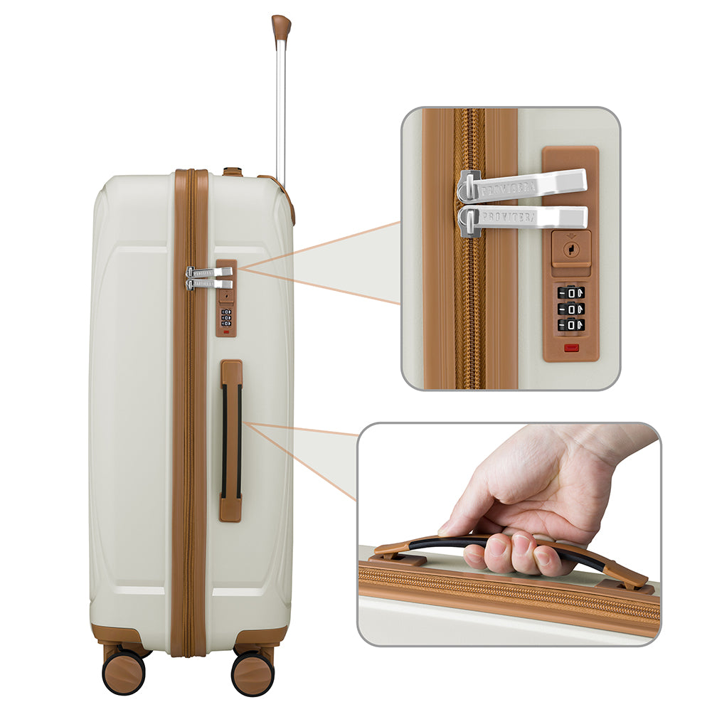 Set 3 Valigie in ABS Rigide Bianco 90-59-38L Ruote Easy Roll Manico Telescopico