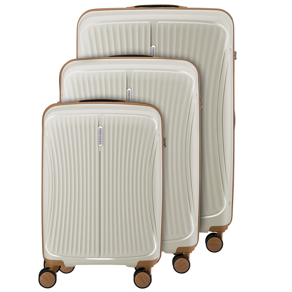 Set 3 Valigie in ABS Rigide Bianco 90-59-38L Ruote Easy Roll Manico Telescopico