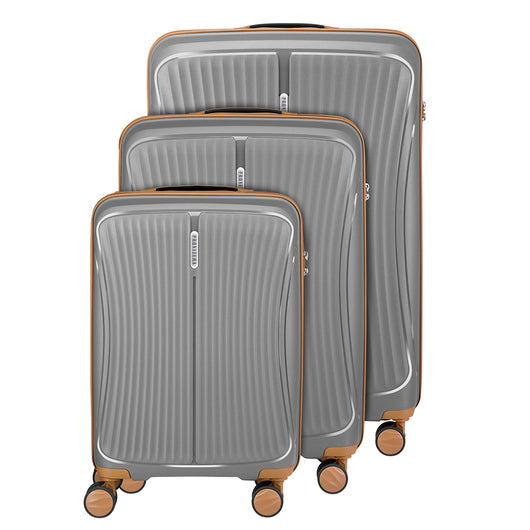 Set 3 Valigie in ABS Rigide Grigio 90-59-38L Ruote Easy Roll Manico Telescopico