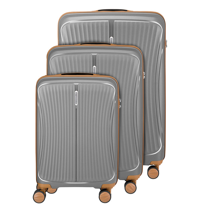 Set 3 Valigie in ABS Rigide Grigio 90-59-38L Ruote Easy Roll Manico Telescopico