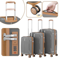 Set 3 Valigie in ABS Rigide Grigio 90-59-38L Ruote Easy Roll Manico Telescopico
