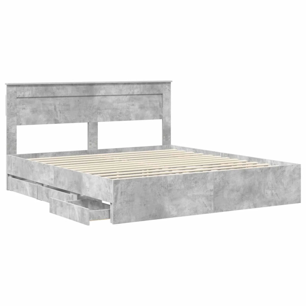 Struttura del letto con cassetto Grigio cemento 200 x 200 cm 3409825