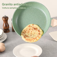 Batteria Pentole 15 Pezzi Verde in Alluminio Pressofuso con Accessori e Coperchi