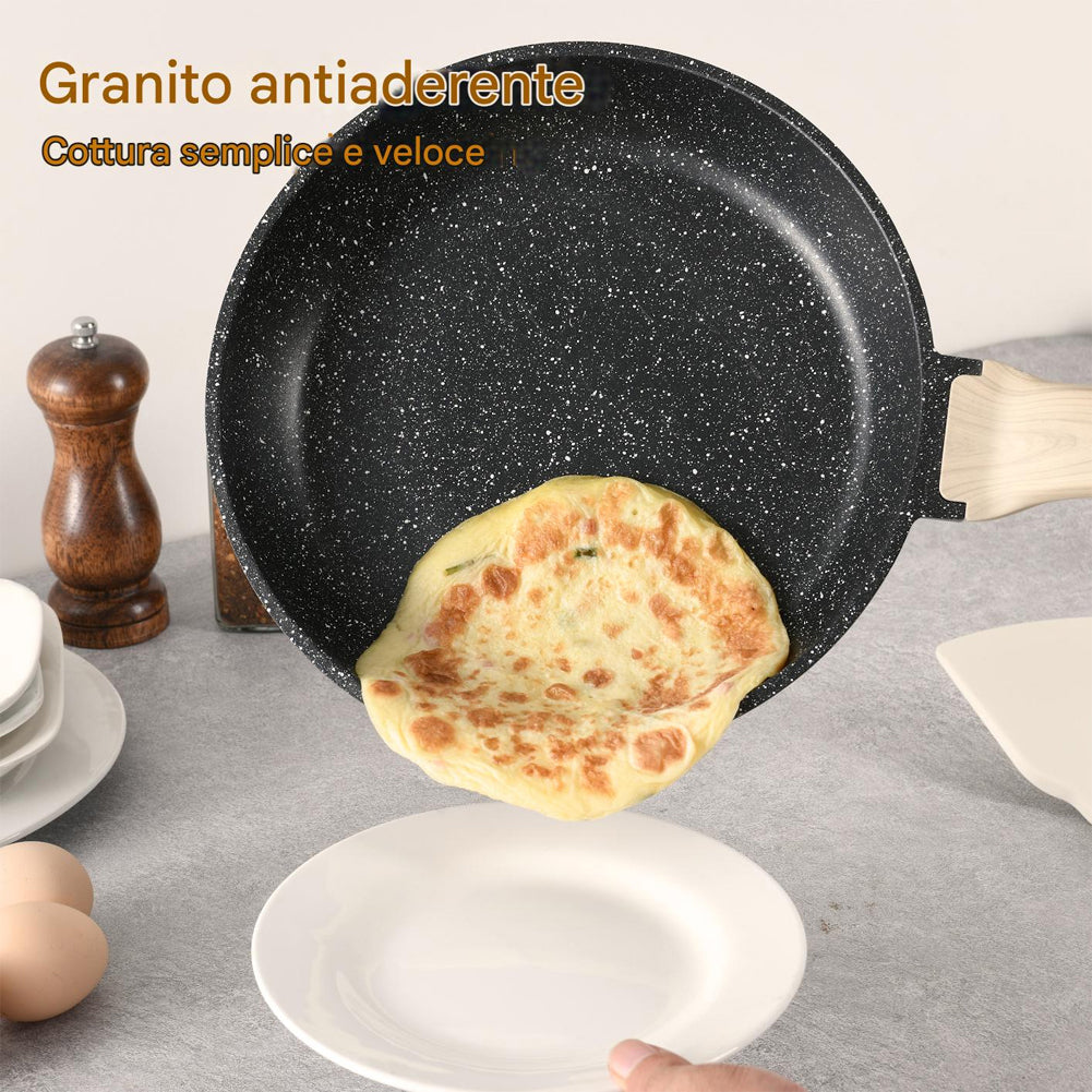 Batteria Pentole 15 Pezzi Nero in Alluminio Pressofuso con Accessori e Coperchi