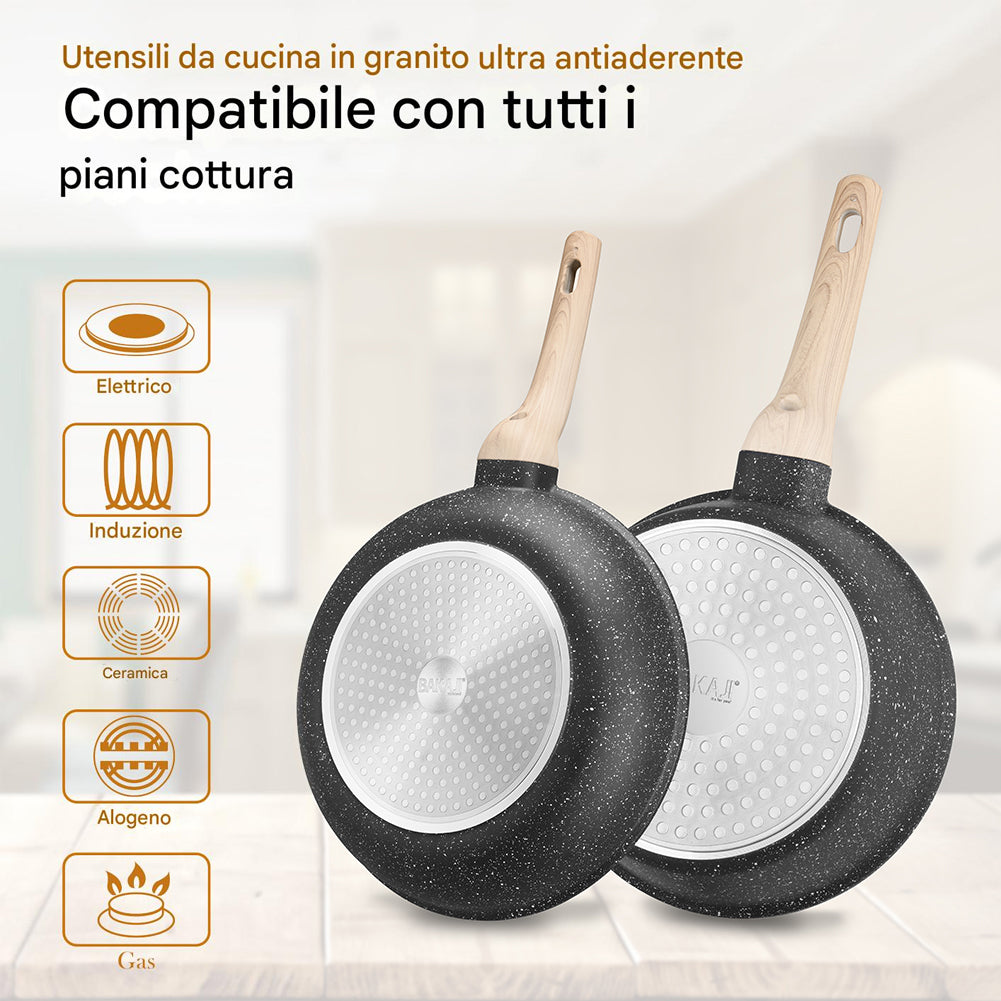 Batteria Pentole 15 Pezzi Nero in Alluminio Pressofuso con Accessori e Coperchi