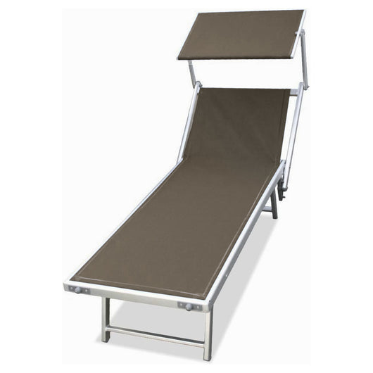 Lettino Spiaggia Prendisole Tortora Alluminio Brandina con Prendisole Lido Mare