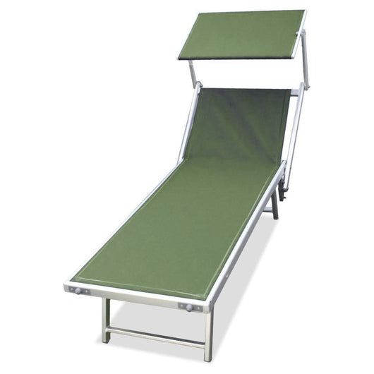 Lettino Spiaggia Prendisole Verde in Alluminio Brandina con Prendisole Lido Mare