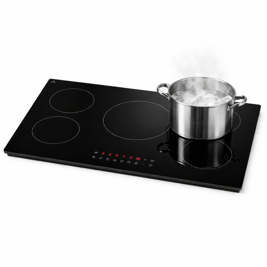Piano Cottura Induzione 77cm 5 Fuochi Vetro Nero Touch 9 Livelli Power Boost