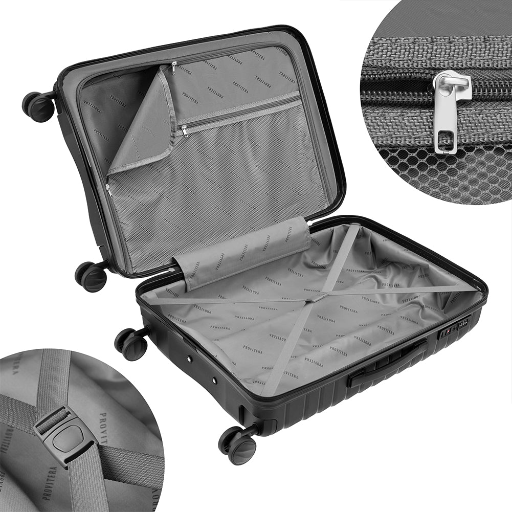 Set 4 Valigie Rigide Nere in Polipropilene Resistente agli Urti Beauty Case