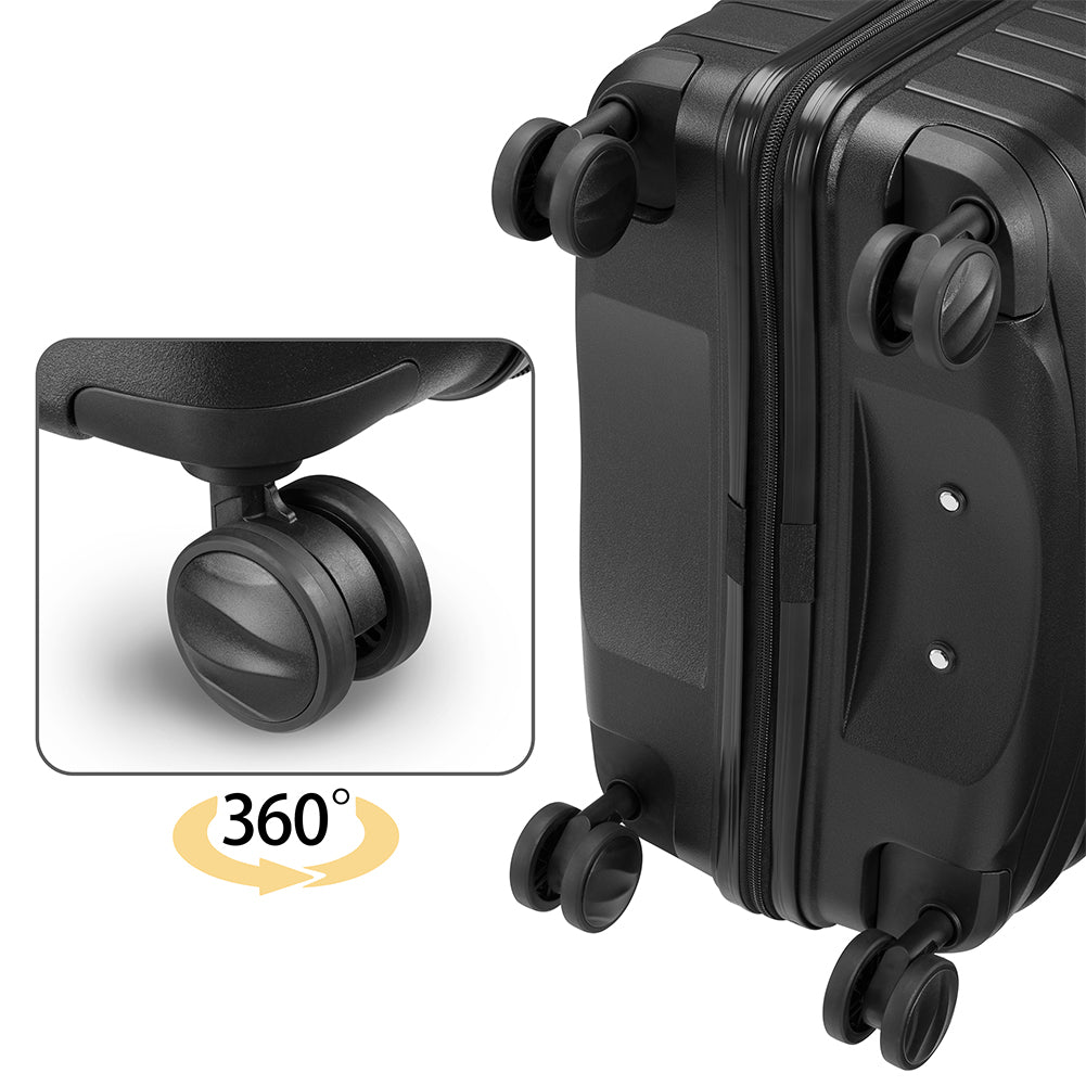 Set 4 Valigie Rigide Nere in Polipropilene Resistente agli Urti Beauty Case