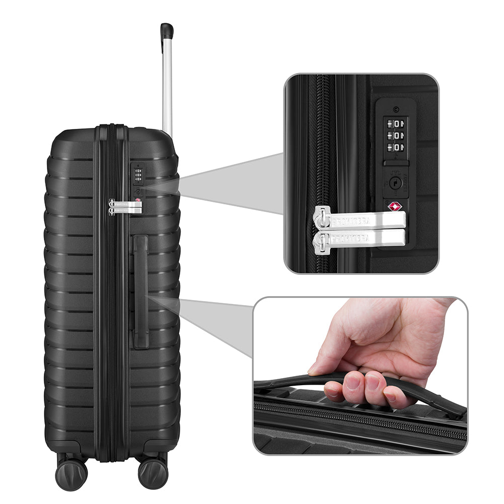 Set 4 Valigie Rigide Nere in Polipropilene Resistente agli Urti Beauty Case