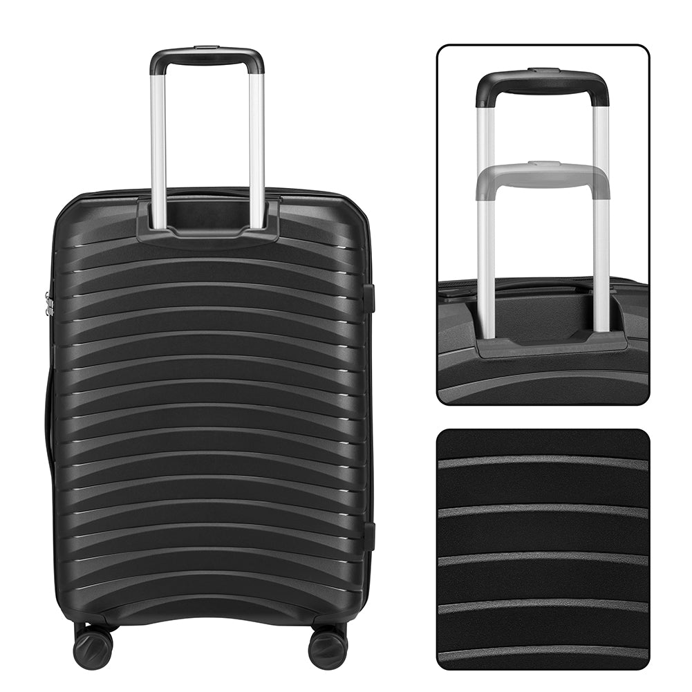 Set 4 Valigie Rigide Nere in Polipropilene Resistente agli Urti Beauty Case