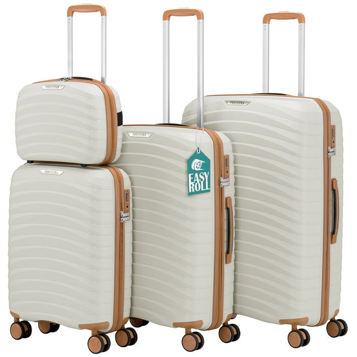 Set 4 Valigie Rigide Bianco Perla in Polipropilene Resistente Urti Beauty Case