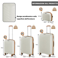 Set 4 Valigie Rigide Bianco Perla in Polipropilene Resistente Urti Beauty Case