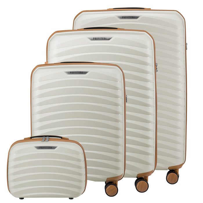 Set 4 Valigie Rigide Bianco Perla in Polipropilene Resistente Urti Beauty Case