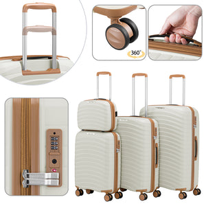 Set 4 Valigie Rigide Bianco Perla in Polipropilene Resistente Urti Beauty Case