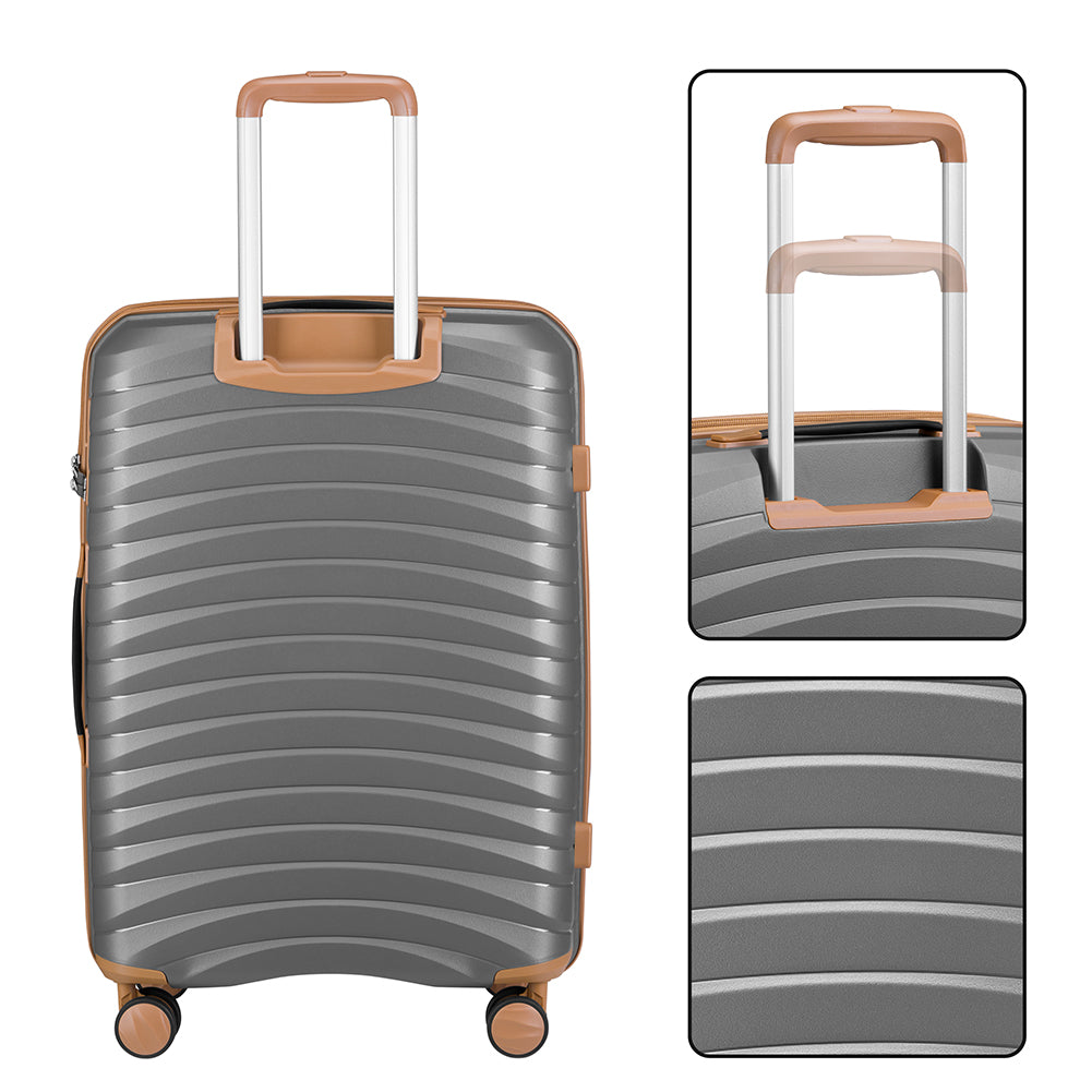 Set 4 Valigie Rigide Grigio in Polipropilene Resistente agli Urti Beauty Case