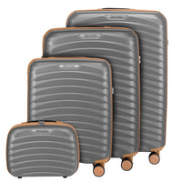 Set 4 Valigie Rigide Grigio in Polipropilene Resistente agli Urti Beauty Case