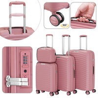 Set 4 Valigie Rigide Rosa in Polipropilene Resistente agli Urti Beauty Case