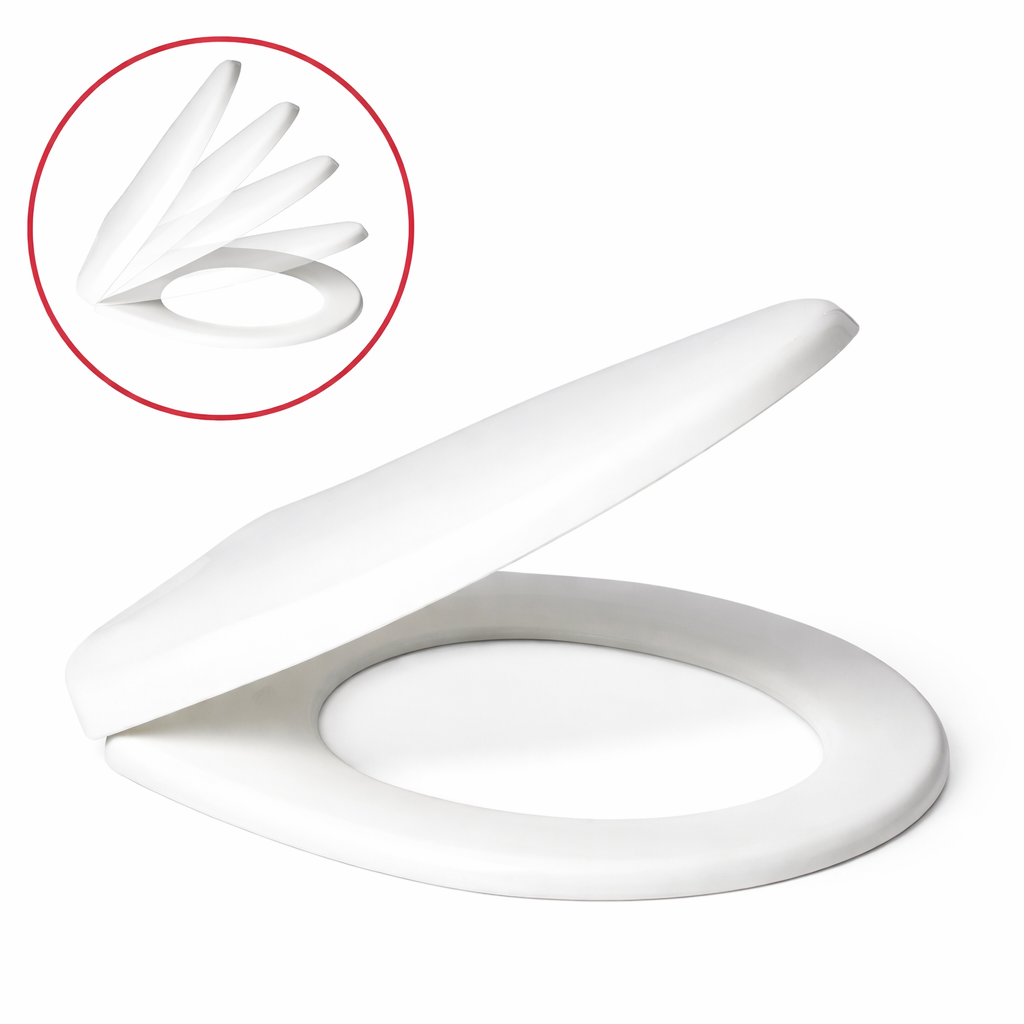 Copri Water Universale Soft Close Sedile WC in PP Bianco Chiusura Rallentata