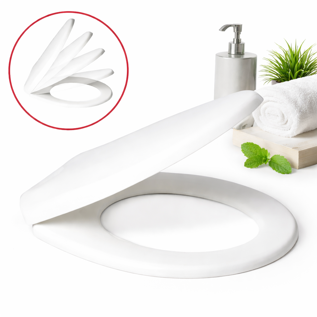 Copri Water Universale Soft Close Sedile WC in PP Bianco Chiusura Rallentata