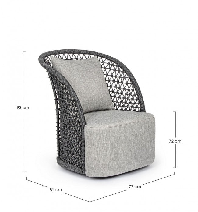 Poltrona Girevole 77x81x93h cm con Cuscini Cuyen Antracite