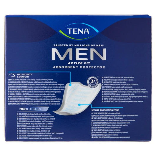 TENA MEN ACTIVE FIT ASSORBENTI PROTETTORI UOMO LIVELLO 1 MASSIMA SICUREZZA E COMFORT 12PZ