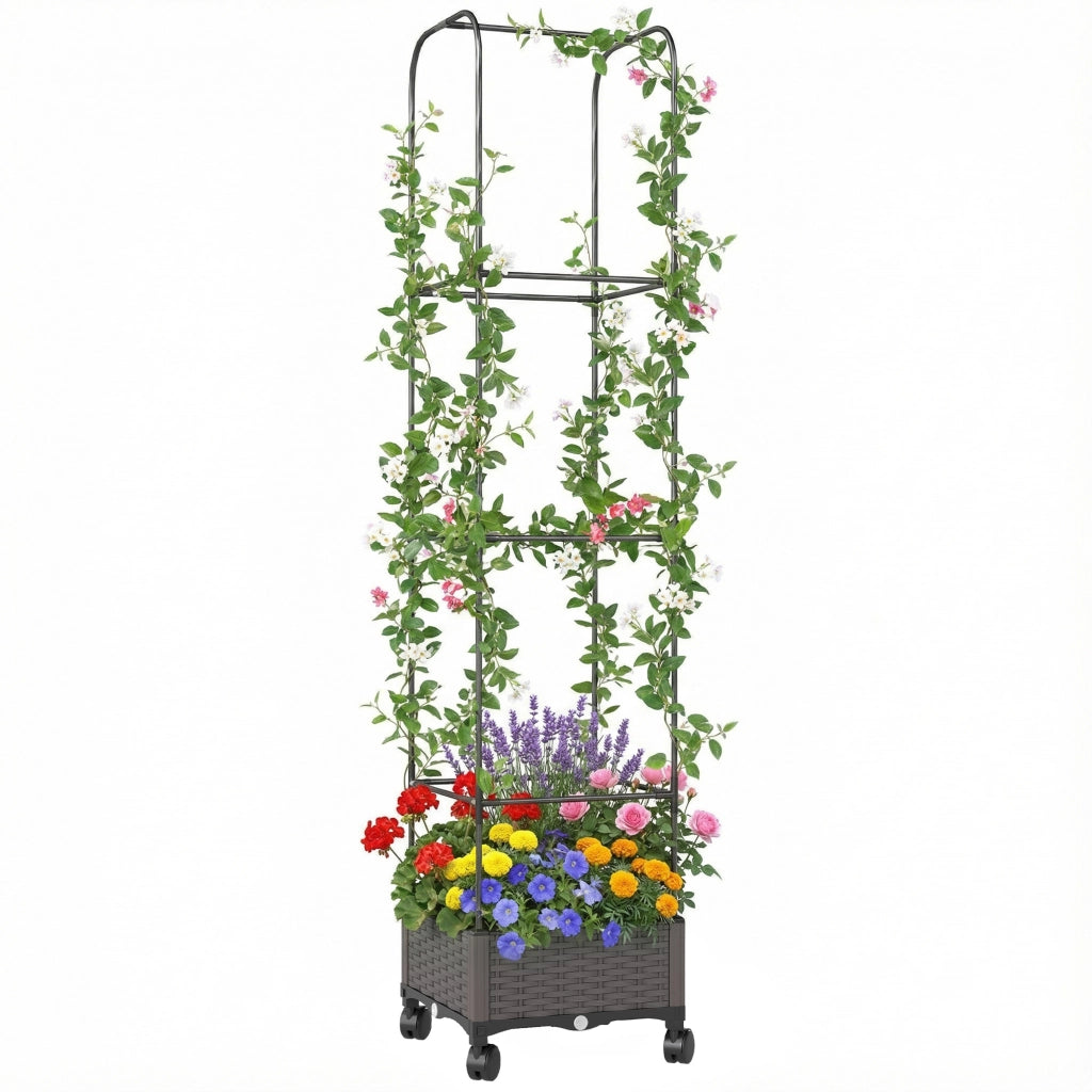 Fioriera Rialzata con Traliccio ¨C Zephmum ¨C Nero, Metallo, 185 cm