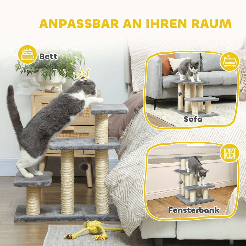 Scala per Gatti 3 Gradini con Sisal ¨C Minimal ¨C 54 cm