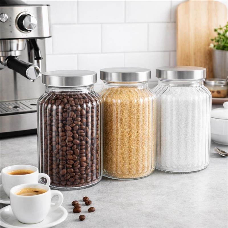 MAURY'S SET 3PZ BARATTOLO CLASSICO CON TAPPO IN METALLO GRANDE TRASPARENTE 750 ML