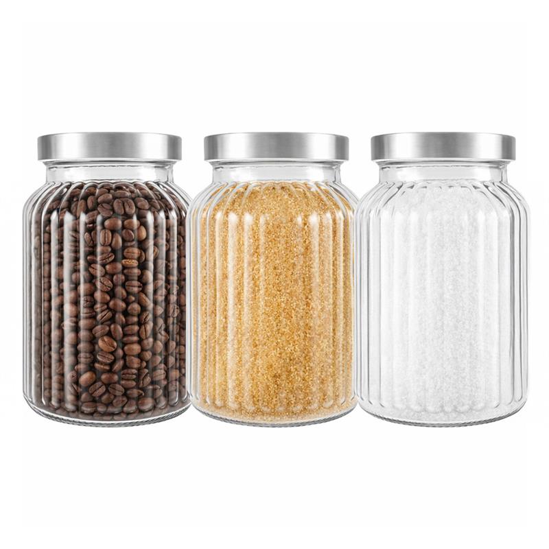 MAURY'S SET 3PZ BARATTOLO CLASSICO CON TAPPO IN METALLO GRANDE TRASPARENTE 750 ML