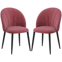 Set 2 Sedie da Pranzo in Velluto Imbottite 52x54x79 cm con Gambe in Metallo Rosso Antico