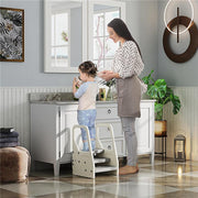 SGABELLO PER BAMBINI 2-5 ANNI A 3 GRADINI IN HDPE, 43X42X65.5 CM GRIGIO E BIANCO CREMA