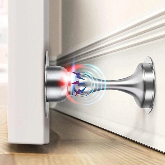 Deurstopper magnetico autoadesivo per listelli di pavimento - deurstopper per pavimento e patio - deurstopper metallico pesante da fissaggio alla parete - deurhouder per esterno - 2 pezzi