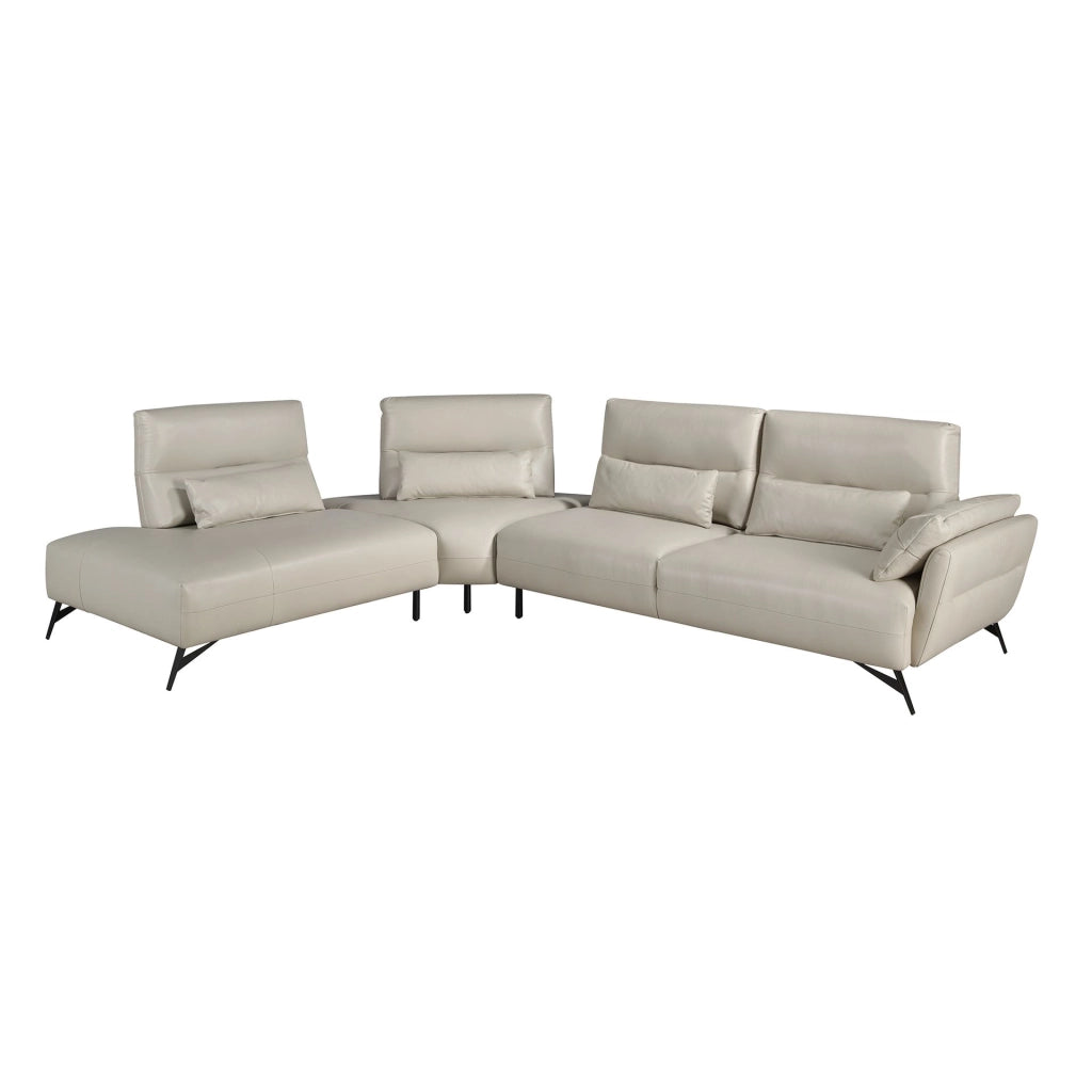 Divano chaise longue sinistro in pelle sabbia