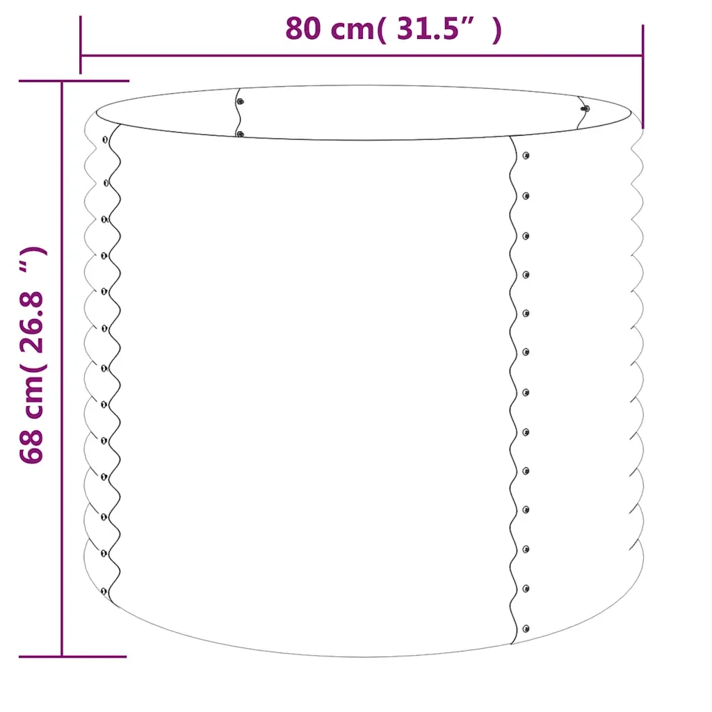 Vaso Giardino Acciaio Zincato 80x80x68 cm Antracite 318861