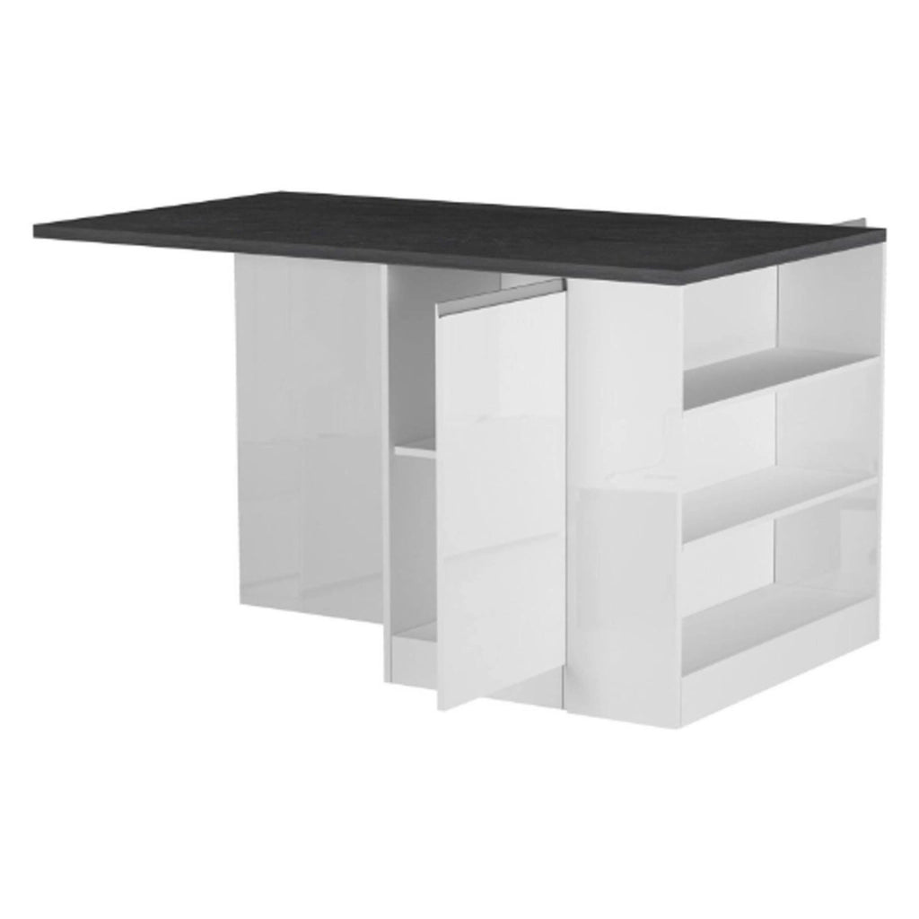 Cucinino Balme, Cucina Modulabile, Elettrodomestici non inclusi, Made in Italy, Bianco Lucido