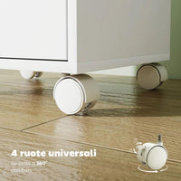 CASSETTIERA DA UFFICIO A 6 CASSETTI CON 4 RUOTE E BLOCCO, 40X35X63 CM, BIANCO