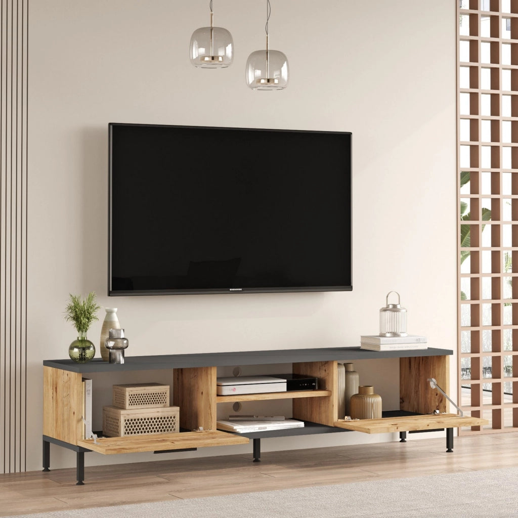 Foza, set Mobili da Soggiorno Modulabile, Marrone Rovere Nodi