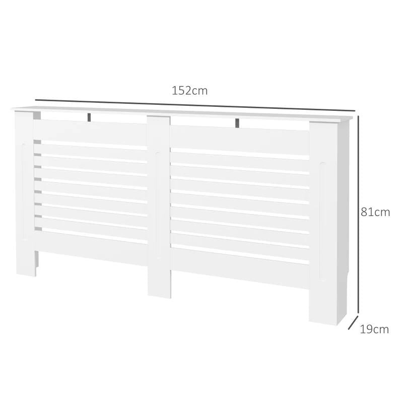 COPRITERMOSIFONI A DOGHE CON RIPIANO PORTAOGGETTI, IN LEGNO, 152X19X81 CM, BIANCO