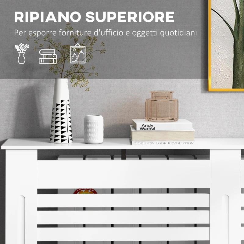 COPRITERMOSIFONI A DOGHE CON RIPIANO PORTAOGGETTI, IN LEGNO, 152X19X81 CM, BIANCO