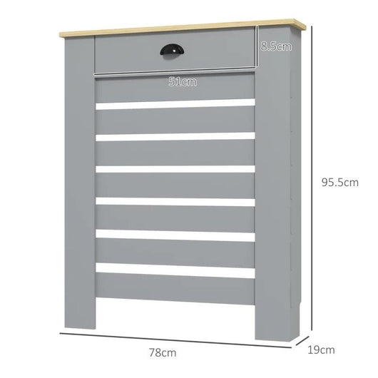 COPRITERMOSIFONE IN MDF A DOGHE, COPRICALORIFERO A GRIGLIA CON CASSETTO, 78X19X95.5 CM, GRIGIO