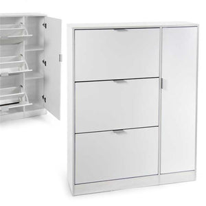 SCARPIERA 3 VANI E ANTA BIANCA E EFFETTO LEGNO 99X24X122 CM