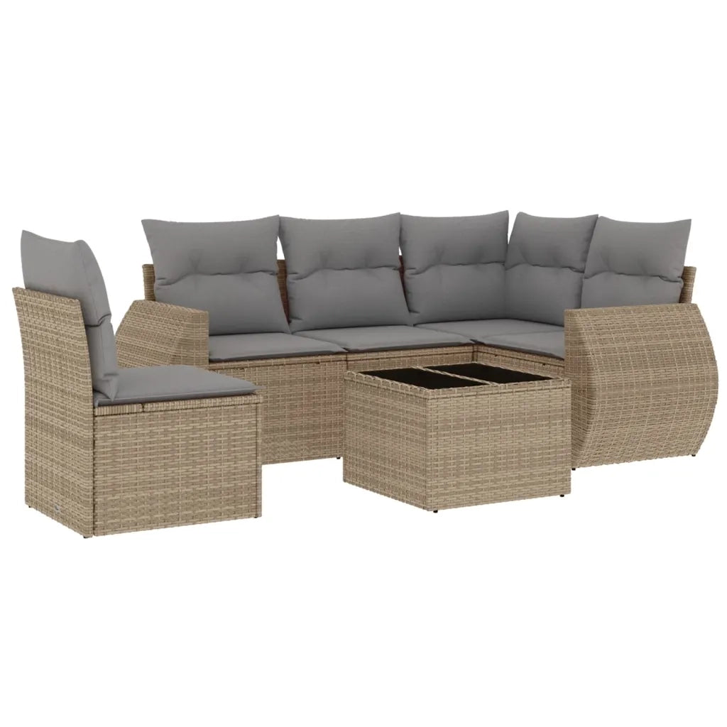 Set Divano da Giardino 6 pz con Cuscini Beige in Polyrattancod mxl 113793