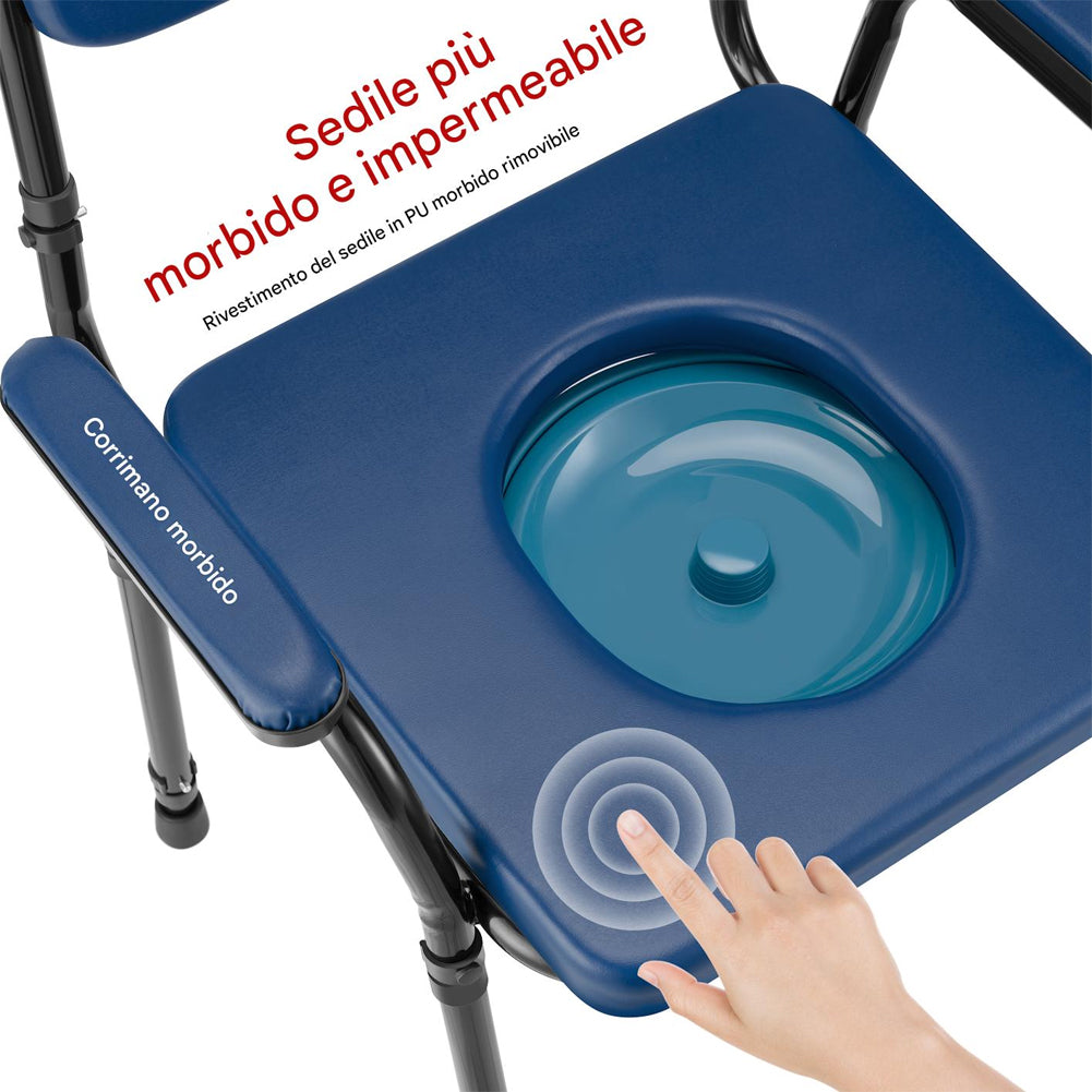 Sedia Wc per Anziani e Disabili Altezza Regolabile Vaso Rimovibile 57x49x84–99,5
